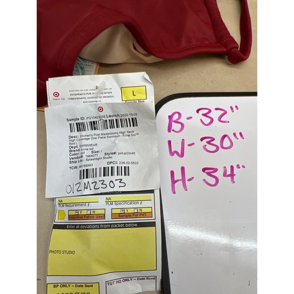 Women's Post Mastectomy Full Coverage One Piece Swimsuit Kona Sol Red Large - Picture 6 of 10